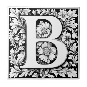 Mediaeval Illuminated Letter B Tile