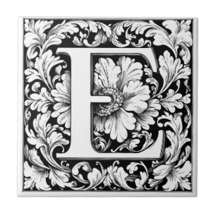 Mediaeval Illuminated Letter E Tile