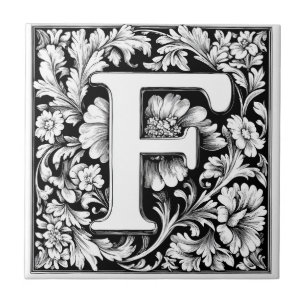 Mediaeval Illuminated Letter F Tile