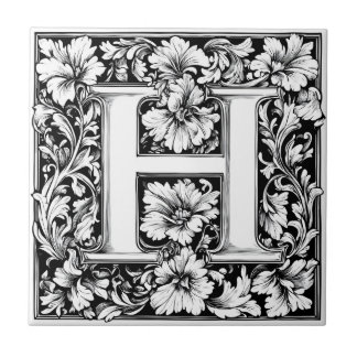 Mediaeval Illuminated Letter H  Tile