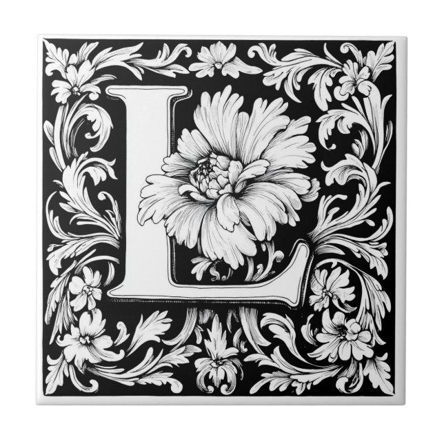 Mediaeval Illuminated Letter L  Tile (Front)