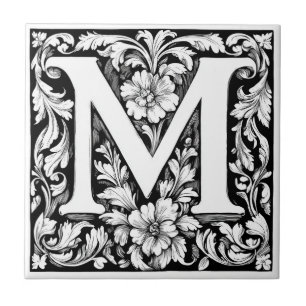 Mediaeval Illuminated Letter M  Tile