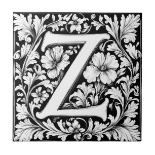 Mediaeval Illuminated Letter Z Tile