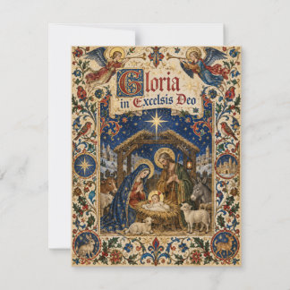 Mediaeval Illuminated Manuscript Nativity Holiday Card