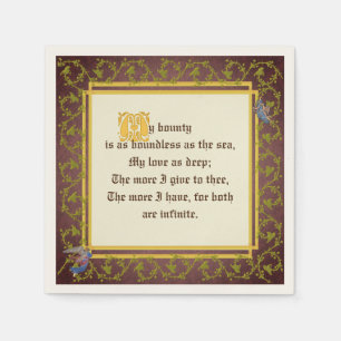 Mediaeval Illuminated Manuscript Wedding Reception Napkin