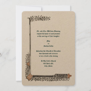 Mediaeval Illuminated Style Border Wedding Invitation