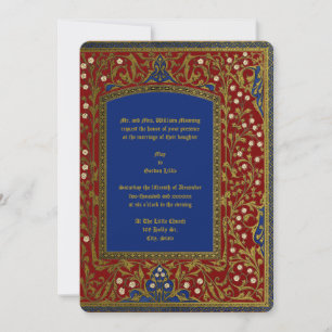 Mediaeval Illuminated Style Floral Frame Wedding Invitation