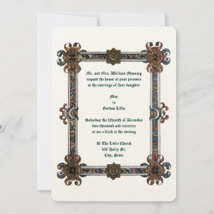 Mediaeval Illuminated Style Frame Wedding Invitation