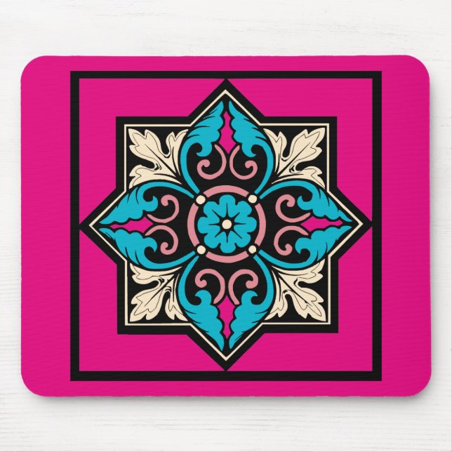 Mediaeval Illumination Arctic Blue Acanthus Leaf Mouse Mat (Front)