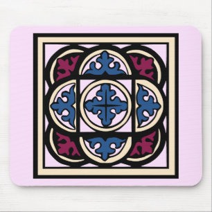 Mediaeval Illumination Blue Acanthus Leaves in Arc Mouse Mat