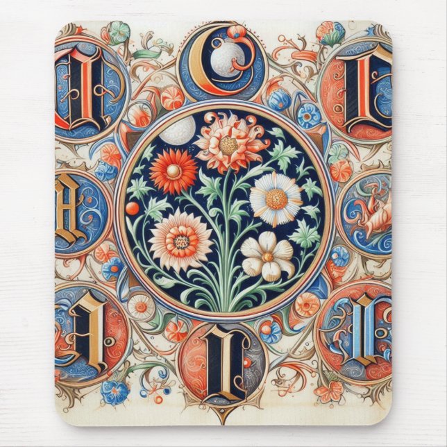 Mediaeval Illumination Customisable  Mouse Mat (Front)
