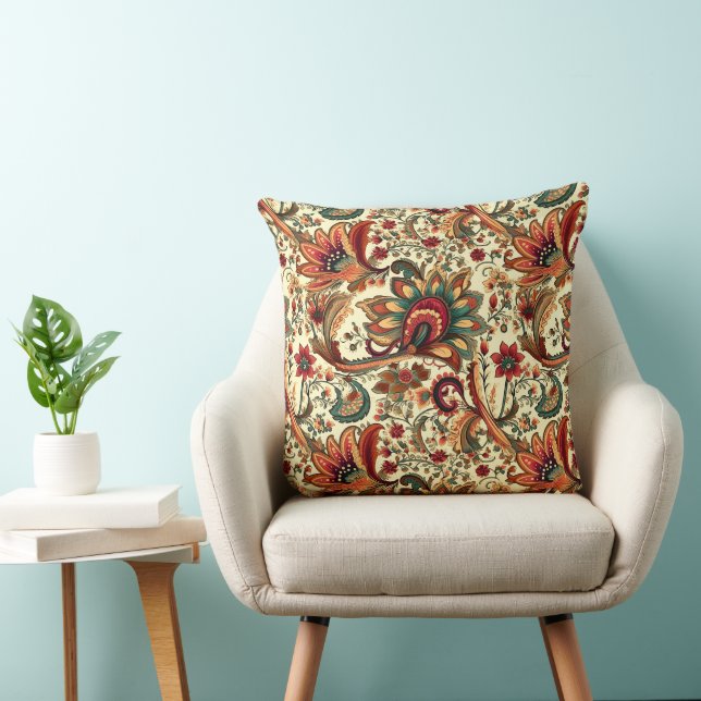 Mediaeval Inspired Floral Paisley Pattern Cushion (Chair)