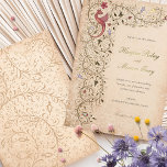 Mediaeval-Inspired Gold Wedding Vintage Scrollwork<br><div class="desc">This beautifully designed wedding invitation features a rich mediaeval-inspired theme, adorned with intricate gold foil details and a vintage scrollwork pattern. The luxurious design includes a mythical red dragon/phoenix, symbolising renewal and celebration, surrounded by golden vines, delicate florals, and whimsical accents in soft hues of lavender and blush. The background's...</div>