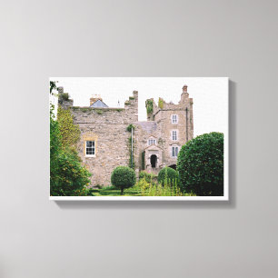 Mediaeval Irish castle, antique garden & tower Canvas Print