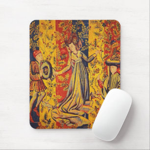 Mediaeval Italian Red Blue Yellow Chinoiserie Mouse Mat
