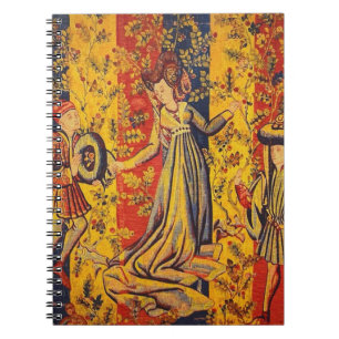 Mediaeval Italian Red Blue Yellow Chinoiserie  Notebook