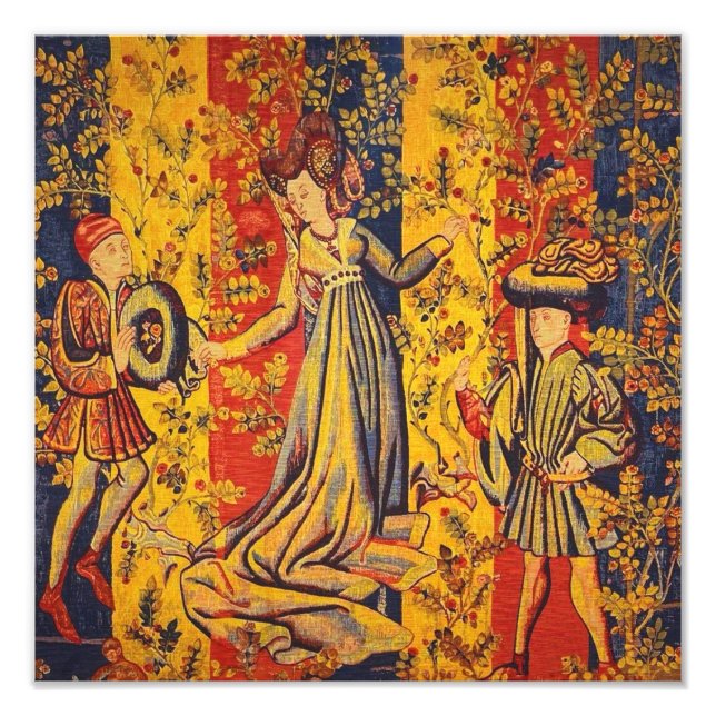 Mediaeval Italian Red Blue Yellow Chinoiserie  Photo Print (Front)