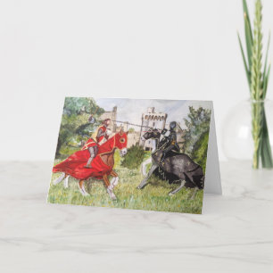 Mediaeval Joust against a Castle Blank Card