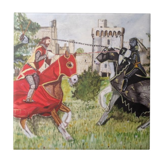 Mediaeval Joust In front of Castle  Tile (Front)