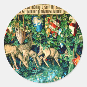 Mediaeval King Arthur William Morris Classic Round Sticker