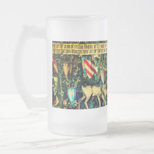 Mediaeval King Arthur William Morris Frosted Glass Beer Mug