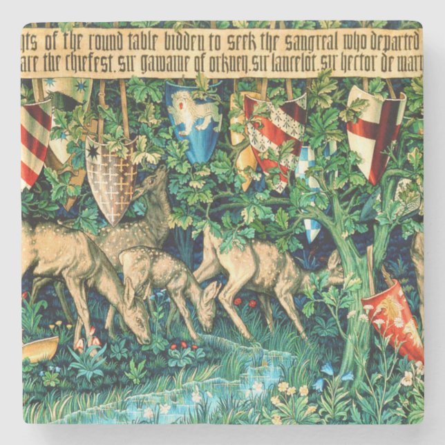 Mediaeval King Arthur William Morris Stone Coaster (Front)