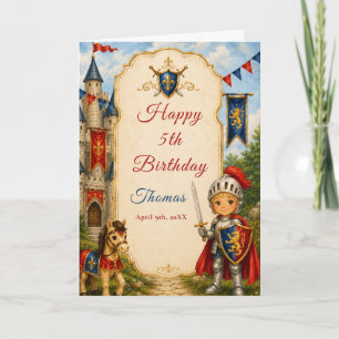 Mediaeval Knight 5th Birthday Card