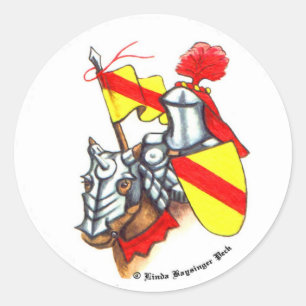 Mediaeval Knight and Horse Classic Round Sticker