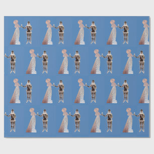 Mediaeval knight and lady wrapping paper