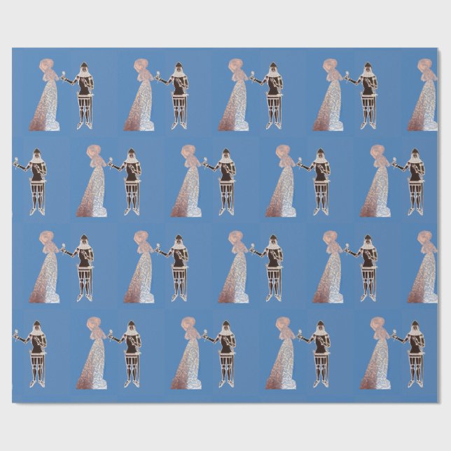 Mediaeval knight and lady wrapping paper (Flat)
