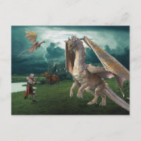 Mediaeval Knight Bronze Dragon Fantasy Battle