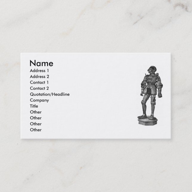 Mediaeval Knight Business Card (Front)