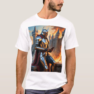 Mediaeval Knight Castle Fire Funny Fantasy Art Tee