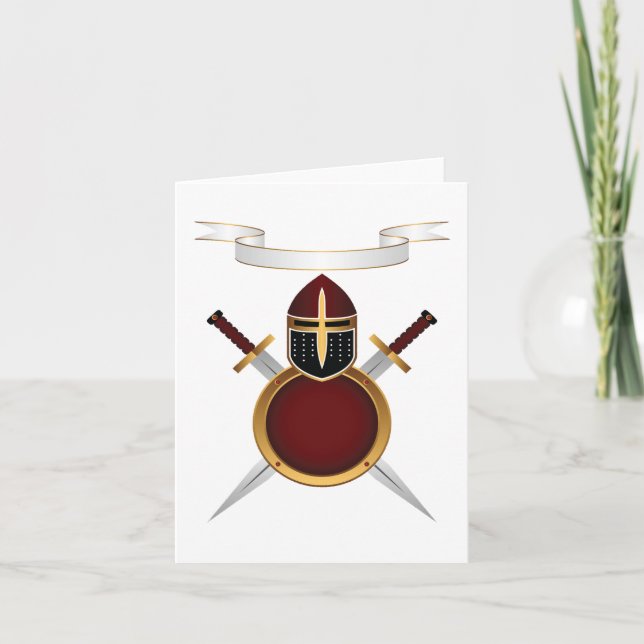Mediaeval Knight Crest Helmet Swords Shield  Card (Front)