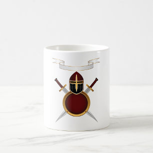 Mediaeval Knight Crest Helmet Swords Shield  Coffee Mug