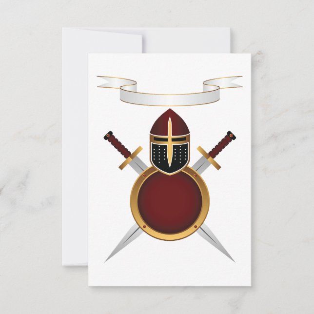 Mediaeval Knight Crest Helmet Swords Shield  Invitation (Front)