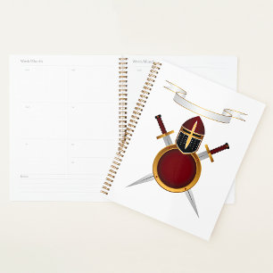 Mediaeval Knight Crest Helmet Swords Shield  Planner