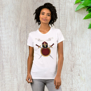 Mediaeval Knight Crest Helmet Swords Shield T-Shirt
