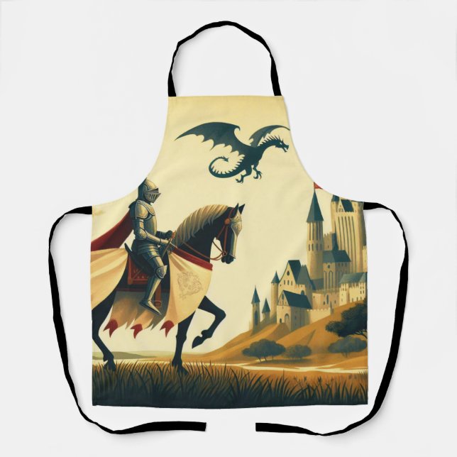 Mediaeval Knight/dragon/castle fantsy Apron (Front)
