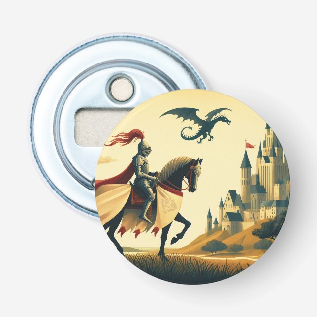 Mediaeval Knight/dragon/castle fantsy Bottle Opener (Front)