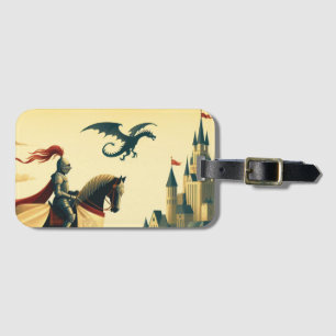 Mediaeval Knight/dragon/castle fantsy Luggage Tag