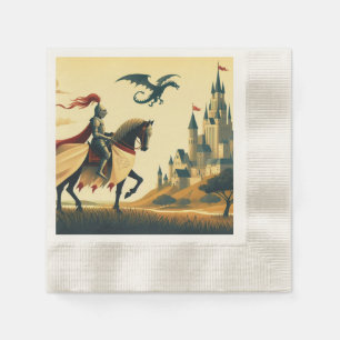 Mediaeval Knight/dragon/castle fantsy Napkin
