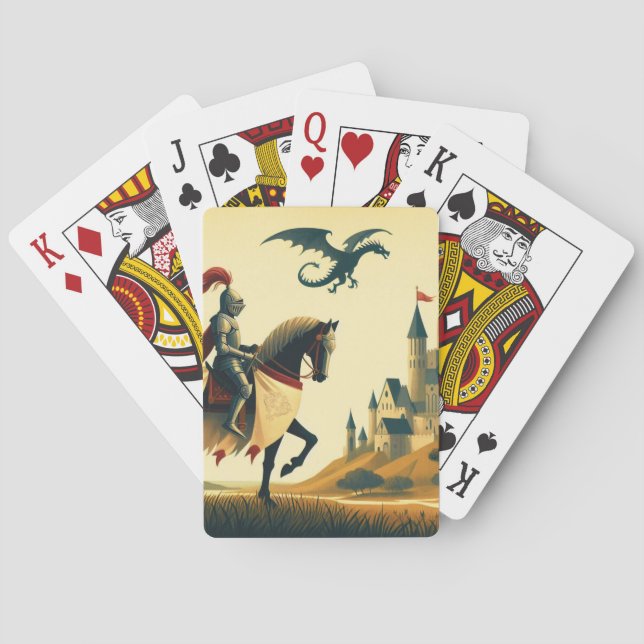 Mediaeval Knight/dragon/castle fantsy Playing Cards (Back)