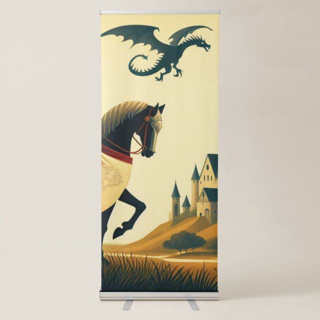 Mediaeval Knight/dragon/castle fantsy Retractable Banner (Front)