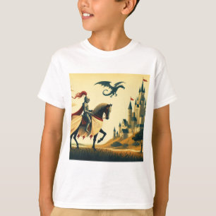 Mediaeval Knight/dragon/castle fantsy T-Shirt
