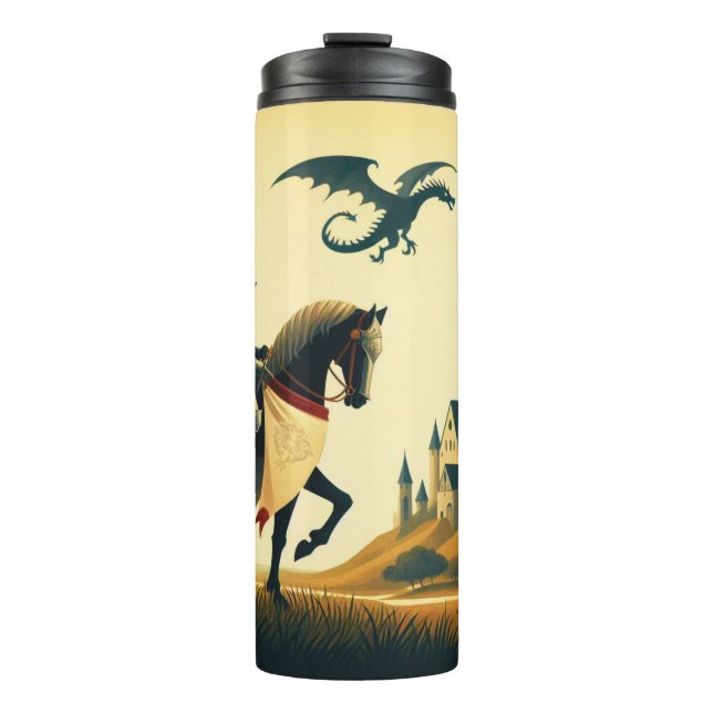 Mediaeval Knight/dragon/castle fantsy Thermal Tumbler (Front)