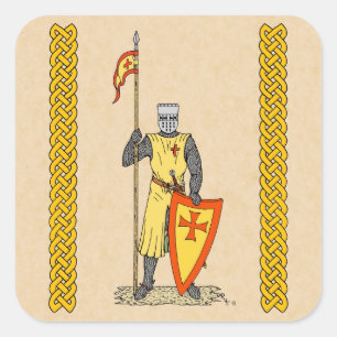 Mediaeval Knight Early 13th Century Square Sticker