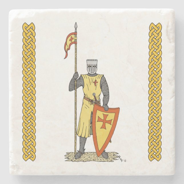 Mediaeval Knight Early 13th Century Stone Coaster (Front)
