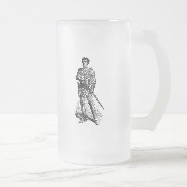 Mediaeval Knight Frosted Glass Beer Mug (Right)
