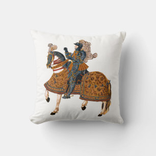 Mediaeval Knight in Armour on horse back Cushion